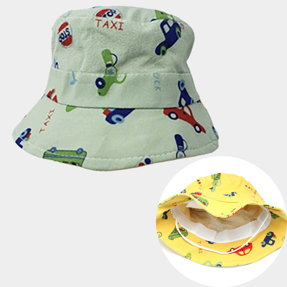 HATEGORY Car Printed Elastic Band Kids Bucket Hat