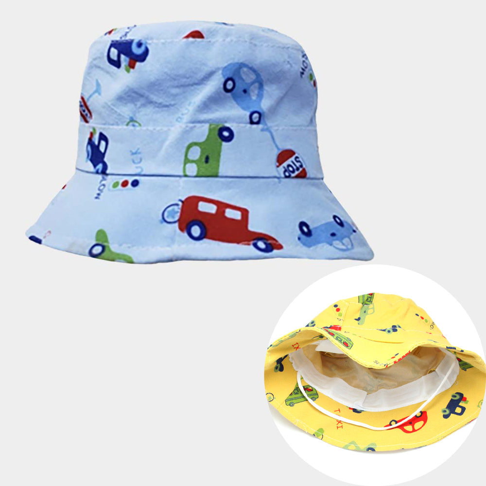 HATEGORY Car Printed Elastic Band Kids Bucket Hat