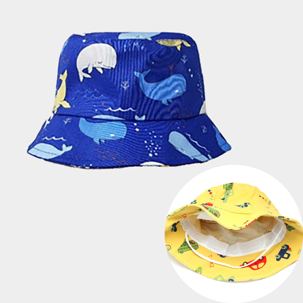 HATEGORY Whale Printed Elastic Band Kids Bucket Hat