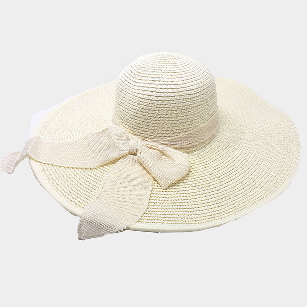 HATEGORY Bow Detail Straw Floppy Sun Hat