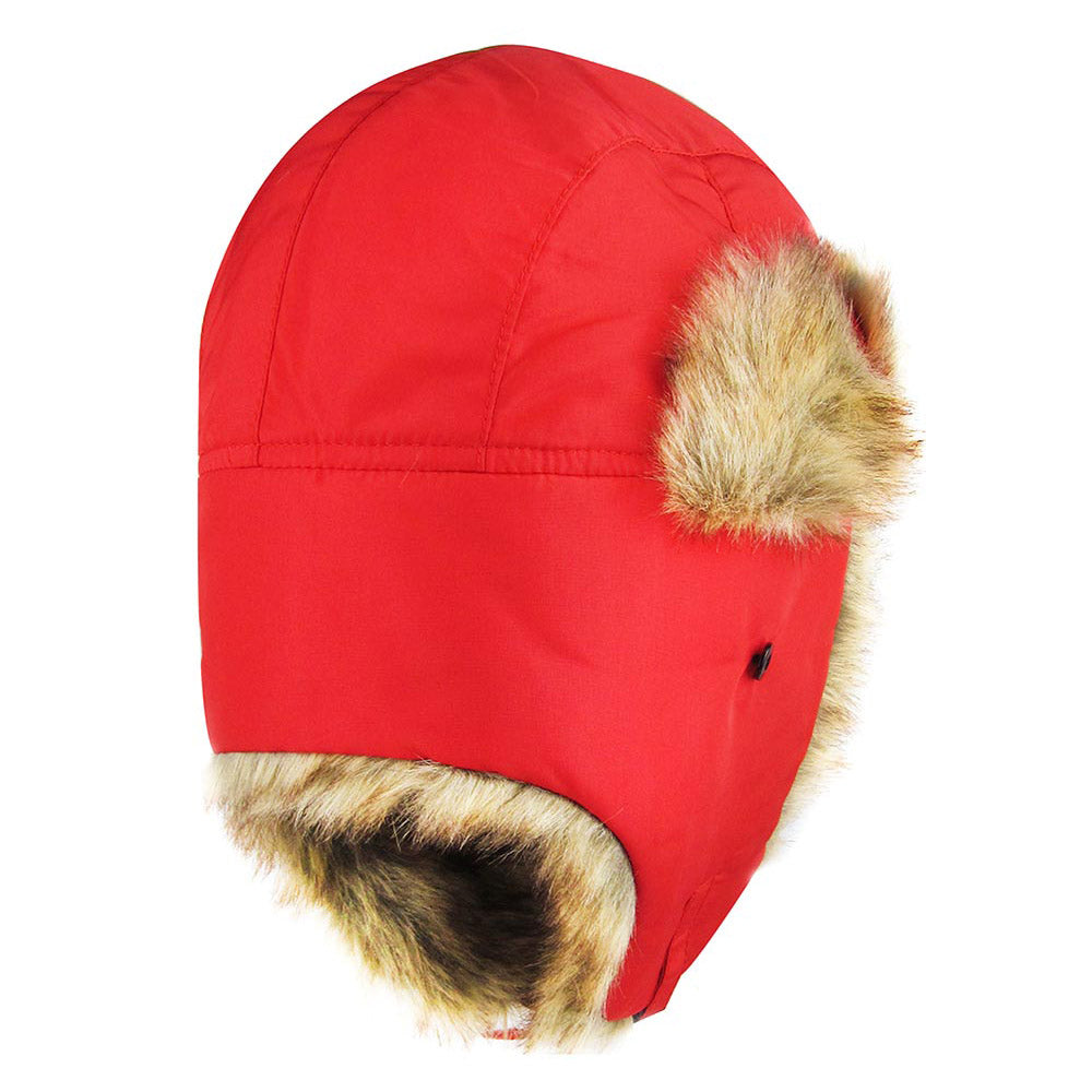 HATEGORY Faux Fur Trimmed Solid Trapper Hat