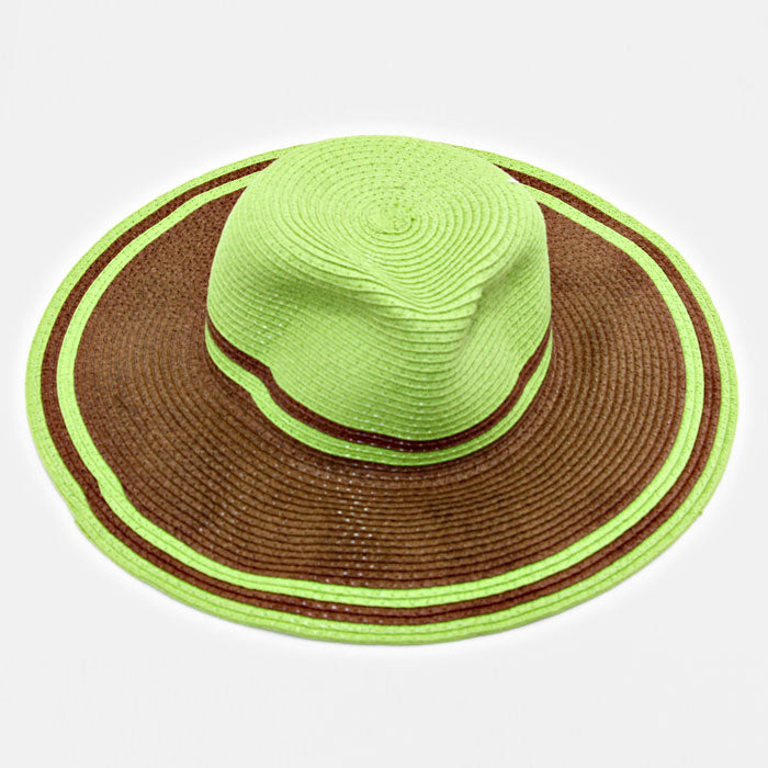 HATEGORY Two Tone Straw Floppy Hat
