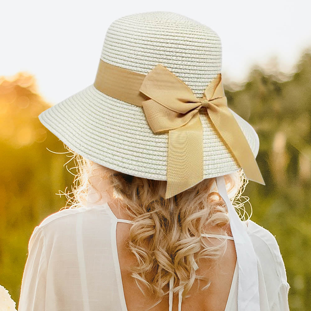 HATEGORY Back Ribbon Band Straw Sun Hat