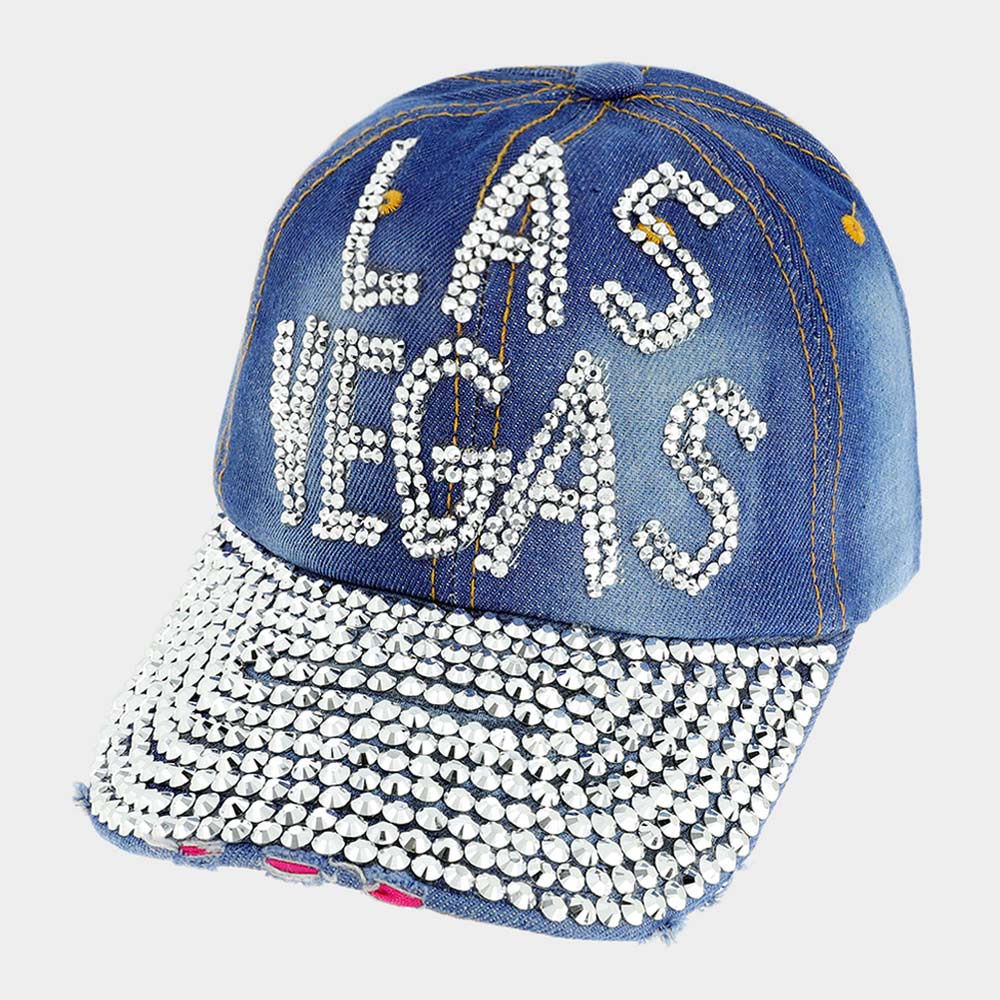HATEGORY Studded Las Vegas Message Denim Baseball Cap