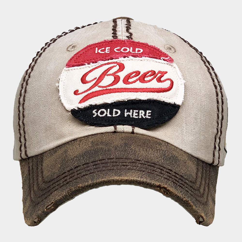 HATEGORY Ice Cold Beer Sold Here Message Vintage Baseball Cap