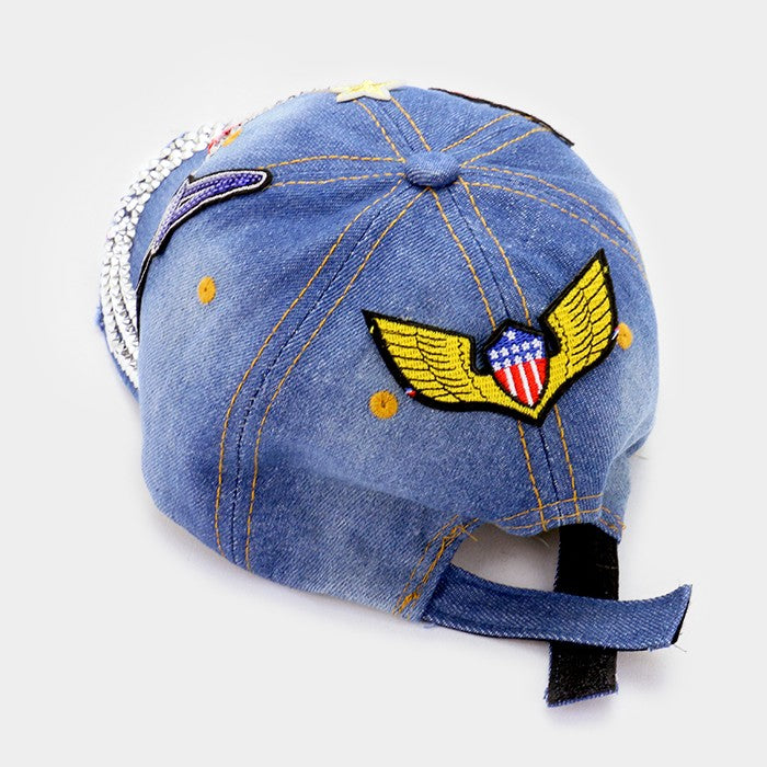 HATEGORY American flag denim patch baseball cap