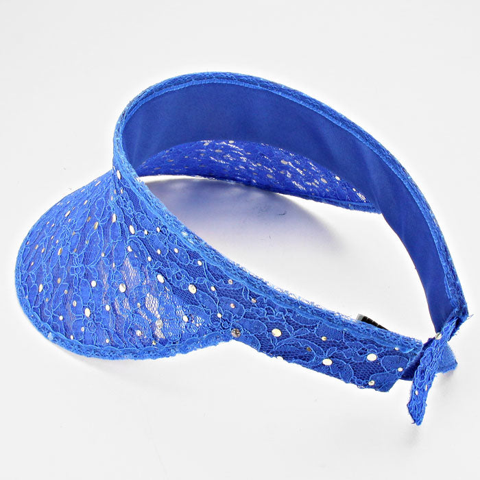 HATEGORY Sequined Floral Lace Visor Hat