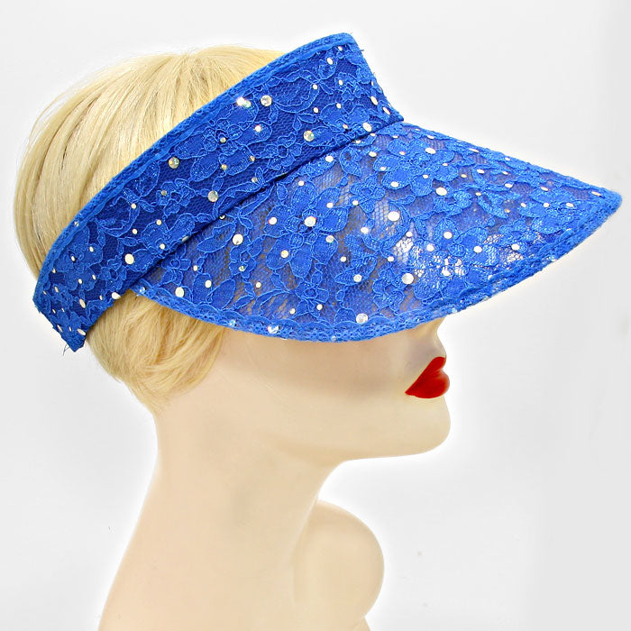HATEGORY Sequined Floral Lace Visor Hat