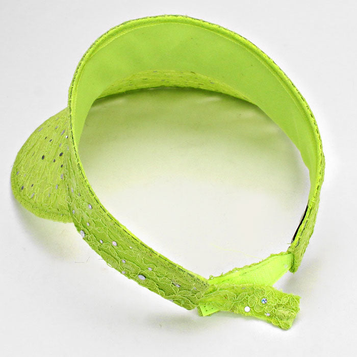 HATEGORY Sequined Floral Lace Visor Hat