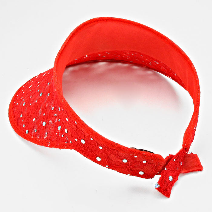 HATEGORY Sequined Floral Lace Visor Hat