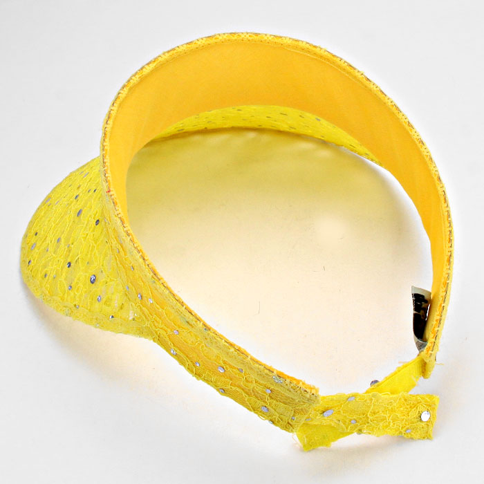 HATEGORY Sequined Floral Lace Visor Hat