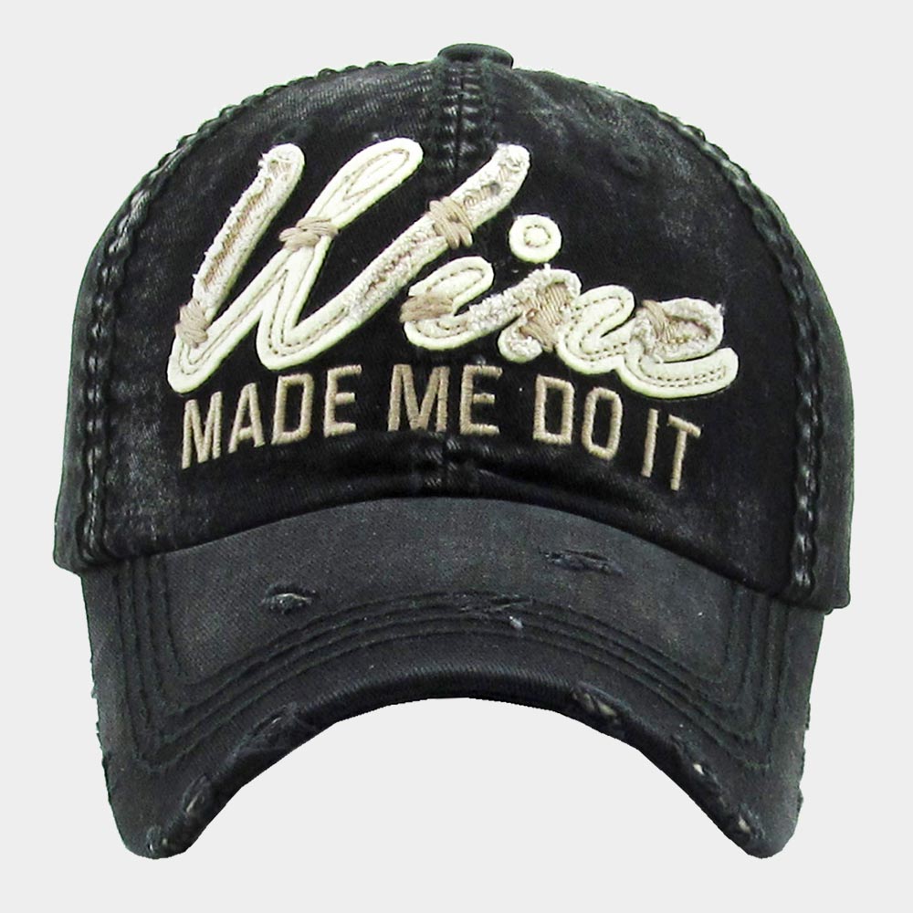 HATEGORY Wine Made Me Do It Message Vintage Baseball Cap