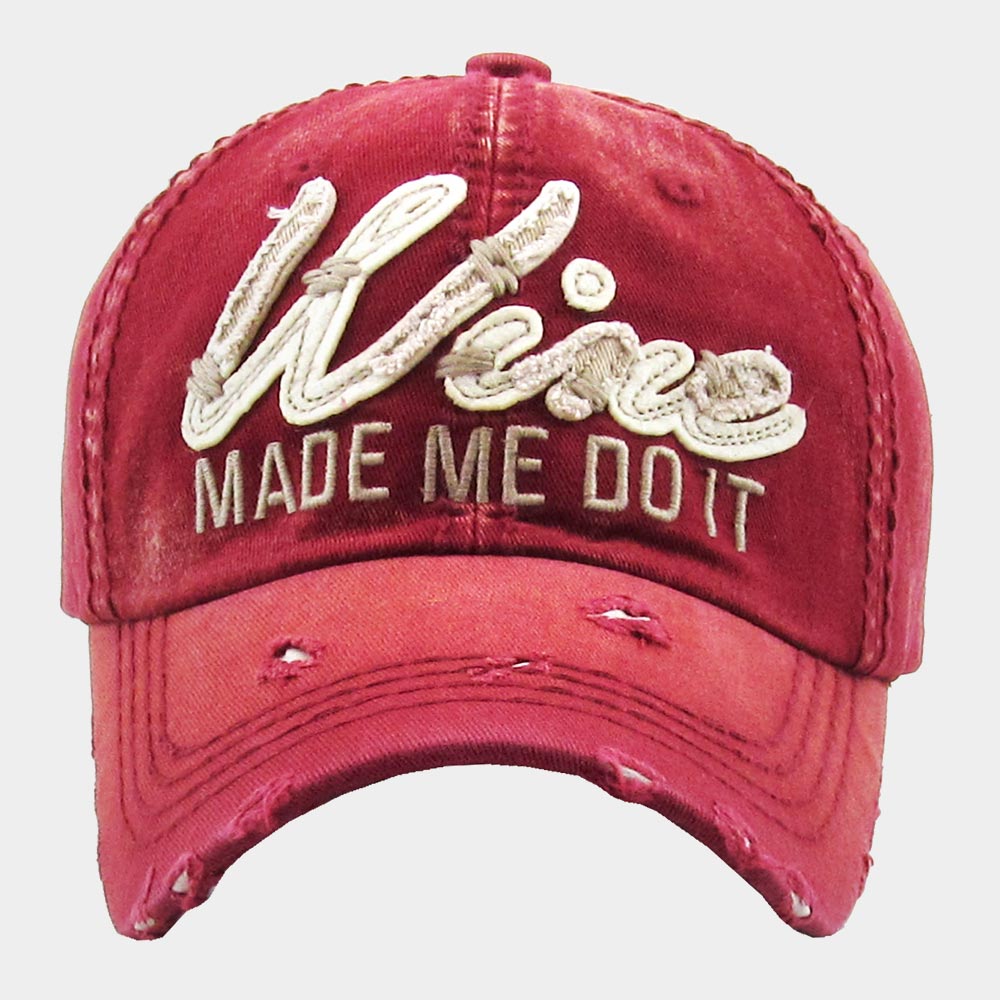 HATEGORY Wine Made Me Do It Message Vintage Baseball Cap