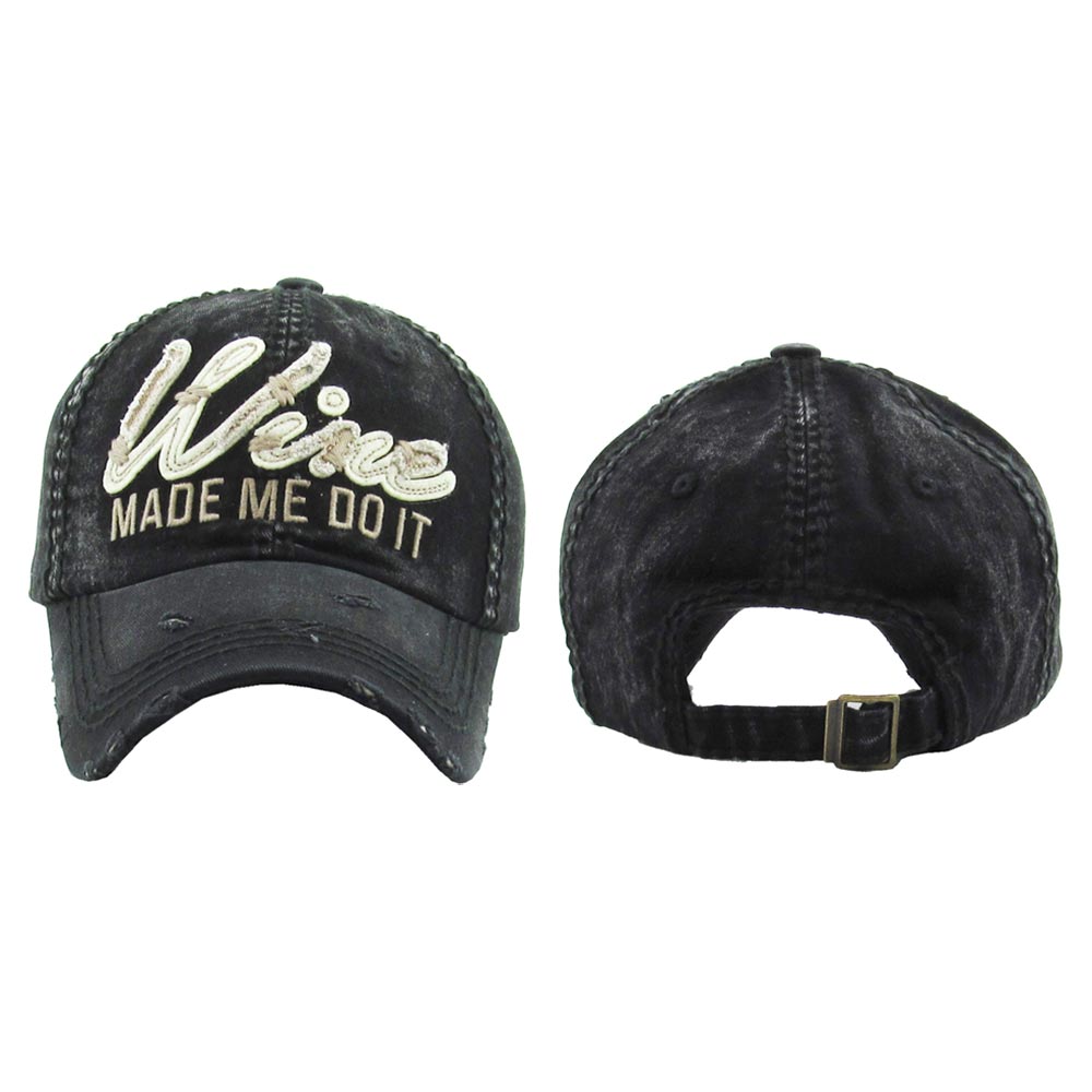 HATEGORY Wine Made Me Do It Message Vintage Baseball Cap