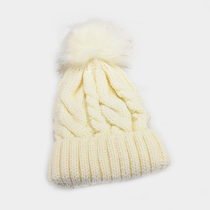 HATEGORY Soft Knit Pom Pom Beanie