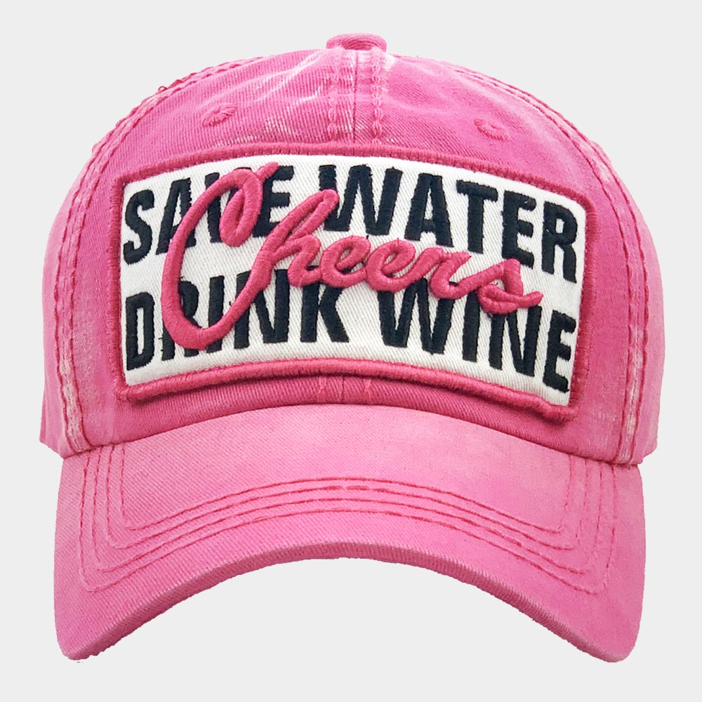 HATEGORY Cheers Save Water Drink Wine Vintage Baseball Cap
