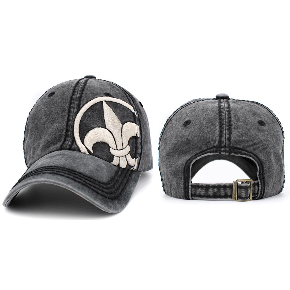 HATEGORY Fleur de Lis Accented Vintage Baseball Cap