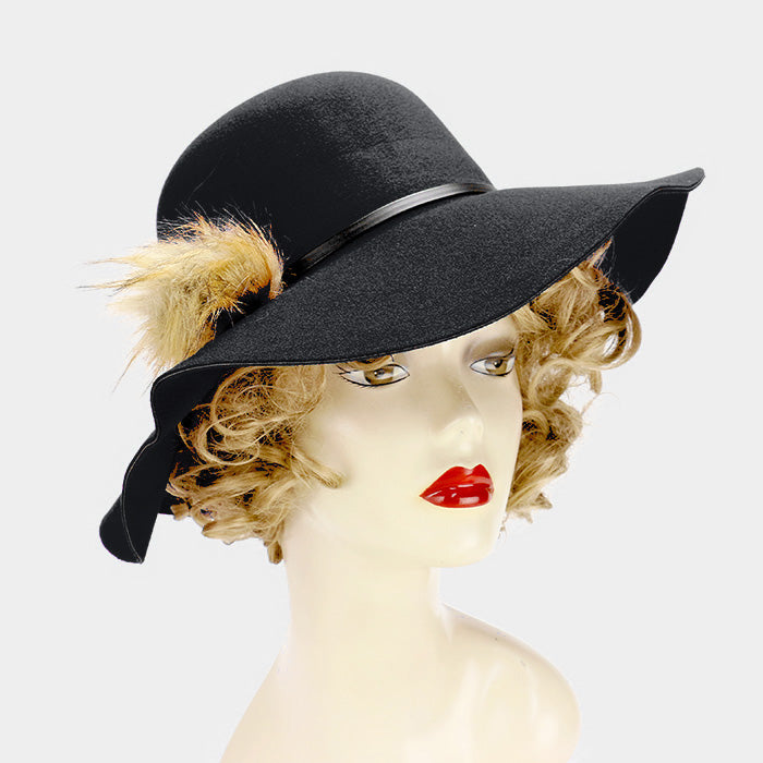 HATEGORY Feather Detail Floppy Hat