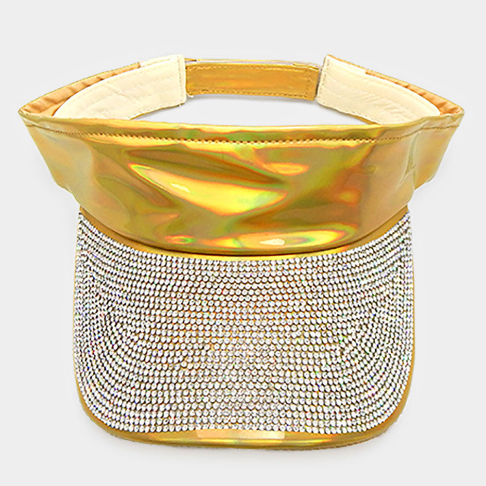 HATEGORY Hologram Rhinestone Embellished Visor Hat