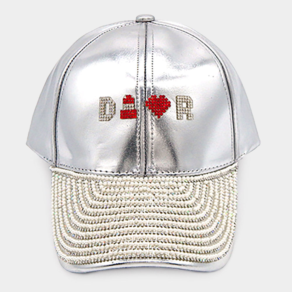 HATEGORY Lipstick Heart Accented Pearl Embellished Baseball Cap