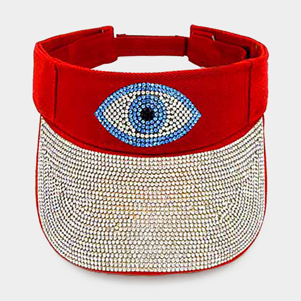 HATEGORY Bling Evil Eye Accented Visor Hat