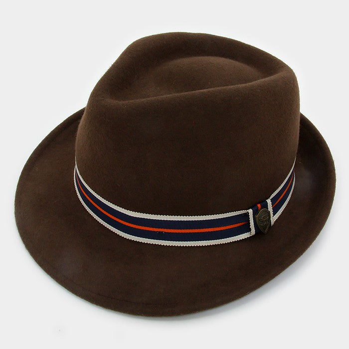 HATEGORY Striped Ribbon Wool Fedora
