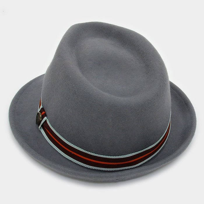 HATEGORY Striped Ribbon Wool Fedora