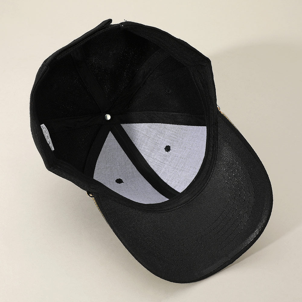 HATEGORY Bling Studded Brim Chain Pointed Baseball Cap
