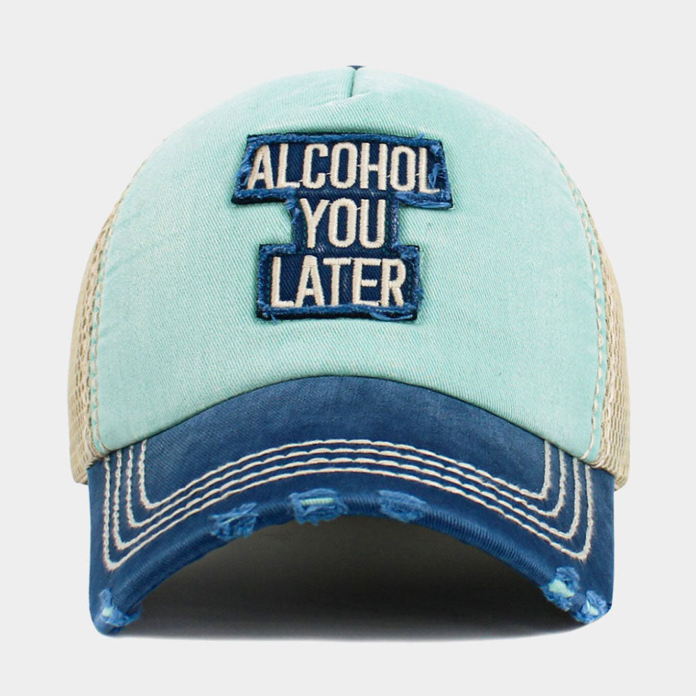 HATEGORY Mesh Back ALCOHOL YOU LATER Message Patch Vintage Baseball Cap