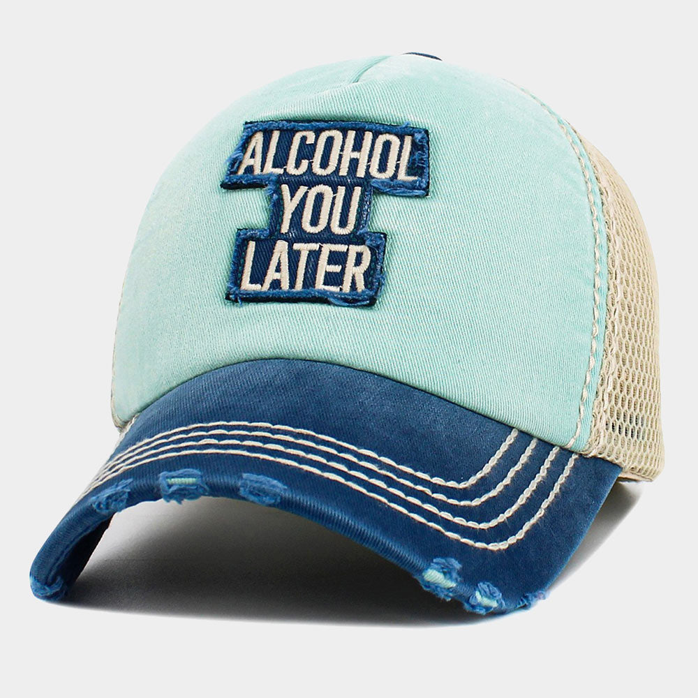 HATEGORY Mesh Back ALCOHOL YOU LATER Message Patch Vintage Baseball Cap