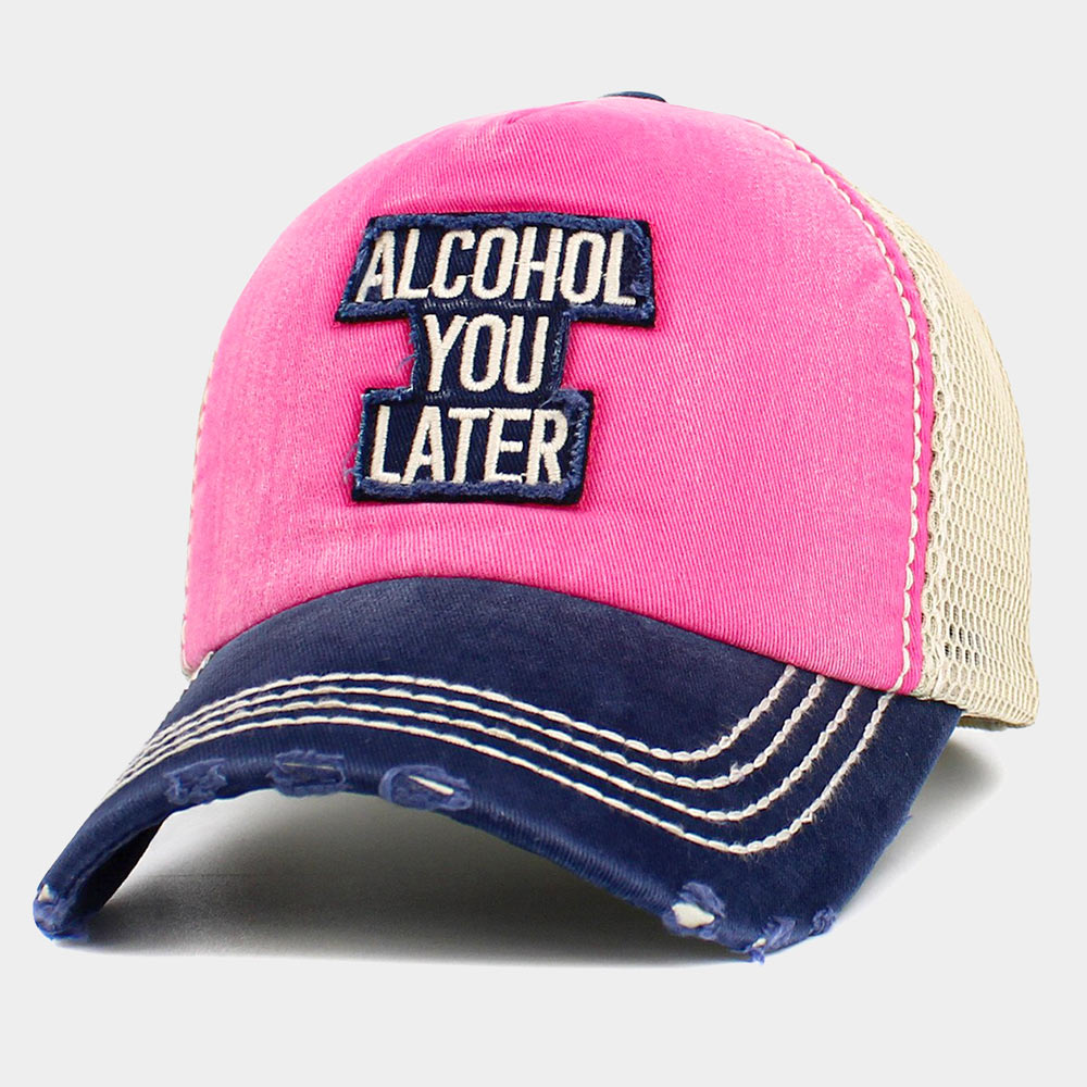 HATEGORY Mesh Back ALCOHOL YOU LATER Message Patch Vintage Baseball Cap