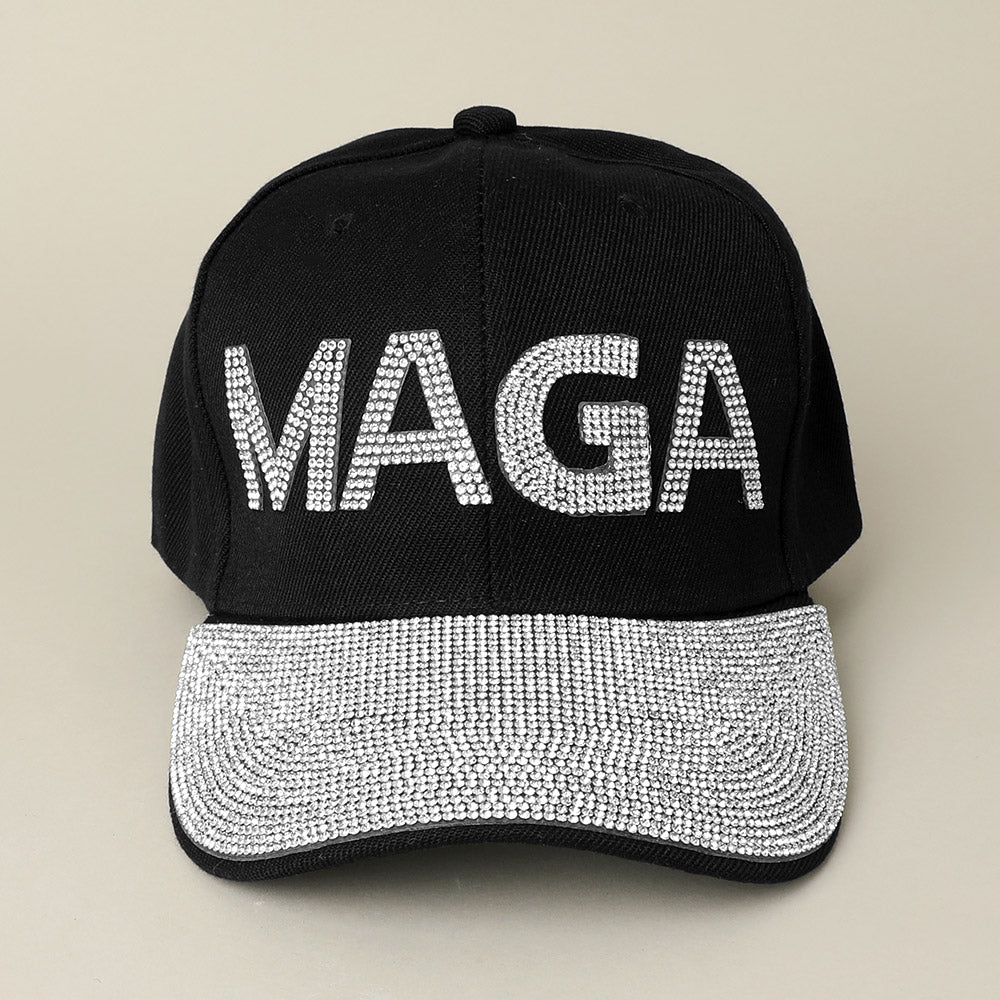 HATEGORY Bling Studded MAGA Message Accented Baseball Cap