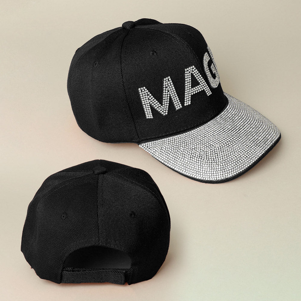 HATEGORY Bling Studded MAGA Message Accented Baseball Cap