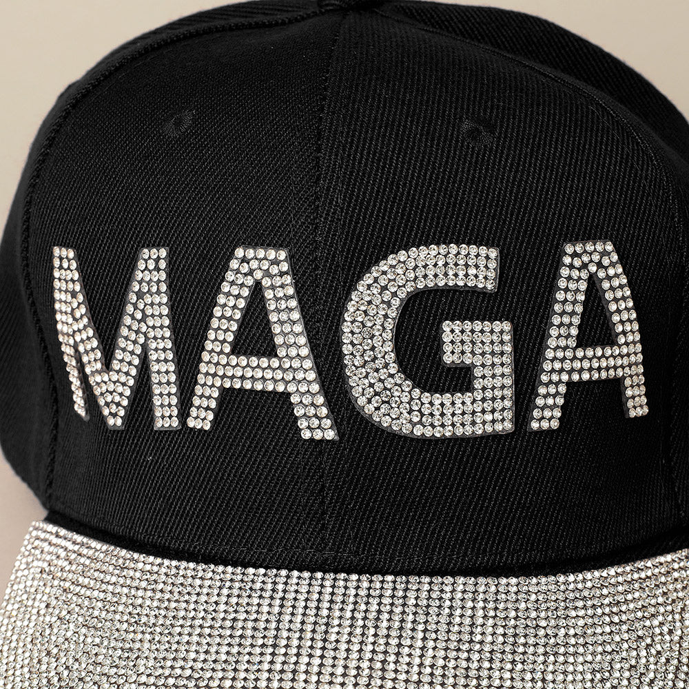 HATEGORY Bling Studded MAGA Message Accented Baseball Cap