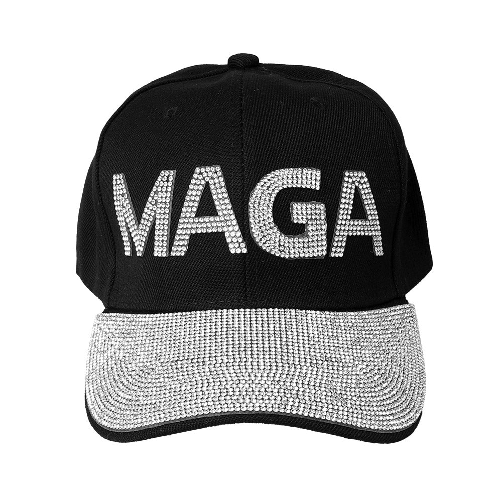 HATEGORY Bling Studded MAGA Message Accented Baseball Cap
