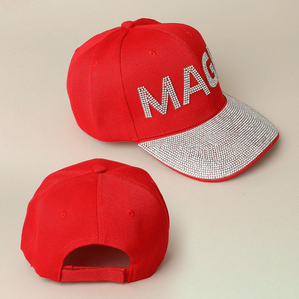HATEGORY Bling Studded MAGA Message Accented Baseball Cap