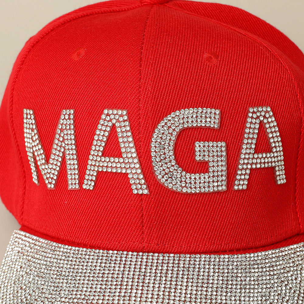 HATEGORY Bling Studded MAGA Message Accented Baseball Cap
