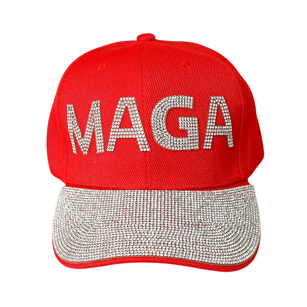 HATEGORY Bling Studded MAGA Message Accented Baseball Cap