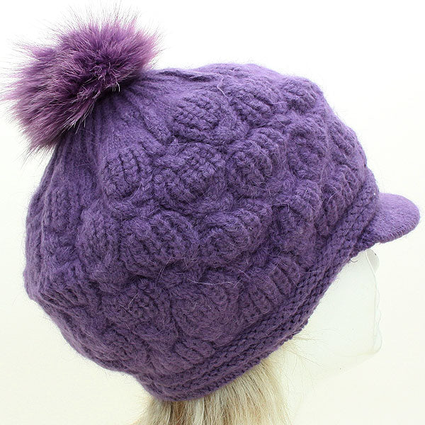HATEGORY Rabbit Hair Pom Visor Hat