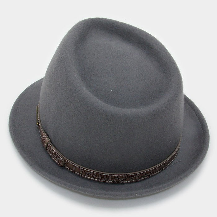 HATEGORY Leather Band Wool Fedora