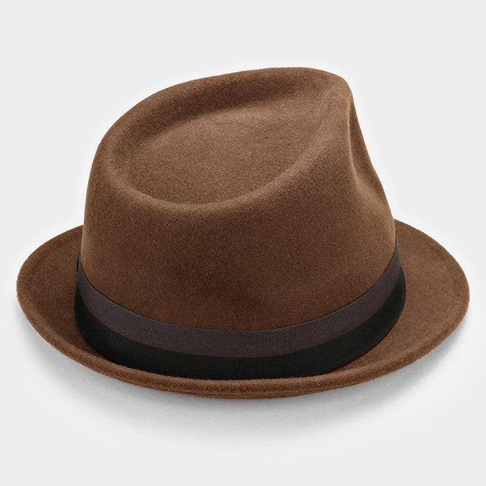 HATEGORY Striped Ribbon Wool Fedora