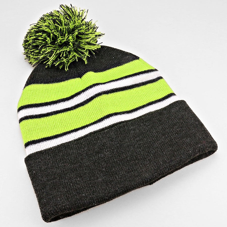 HATEGORY Striped pom pom beanie hat