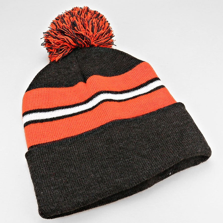 HATEGORY Striped pom pom beanie hat