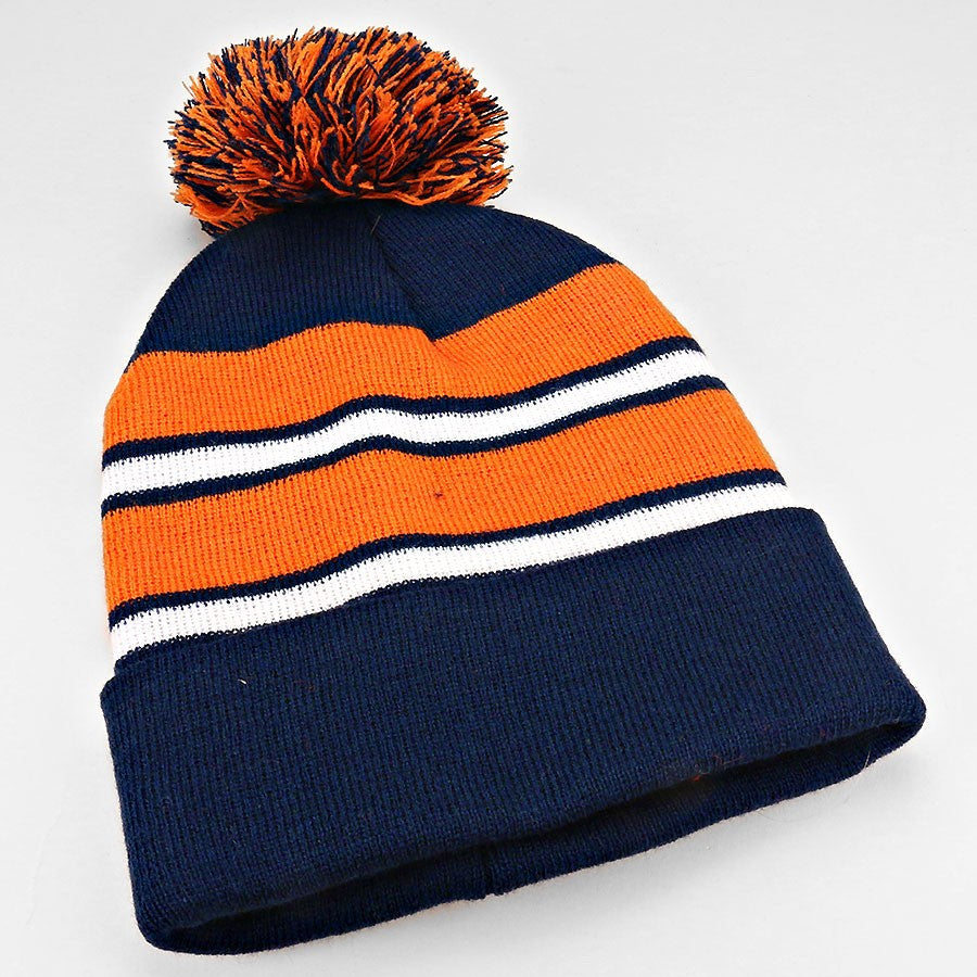 HATEGORY Striped pom pom beanie hat