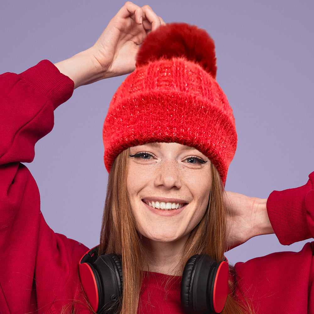 HATEGORY Fleece Lining Pom Pom Beanie Hat