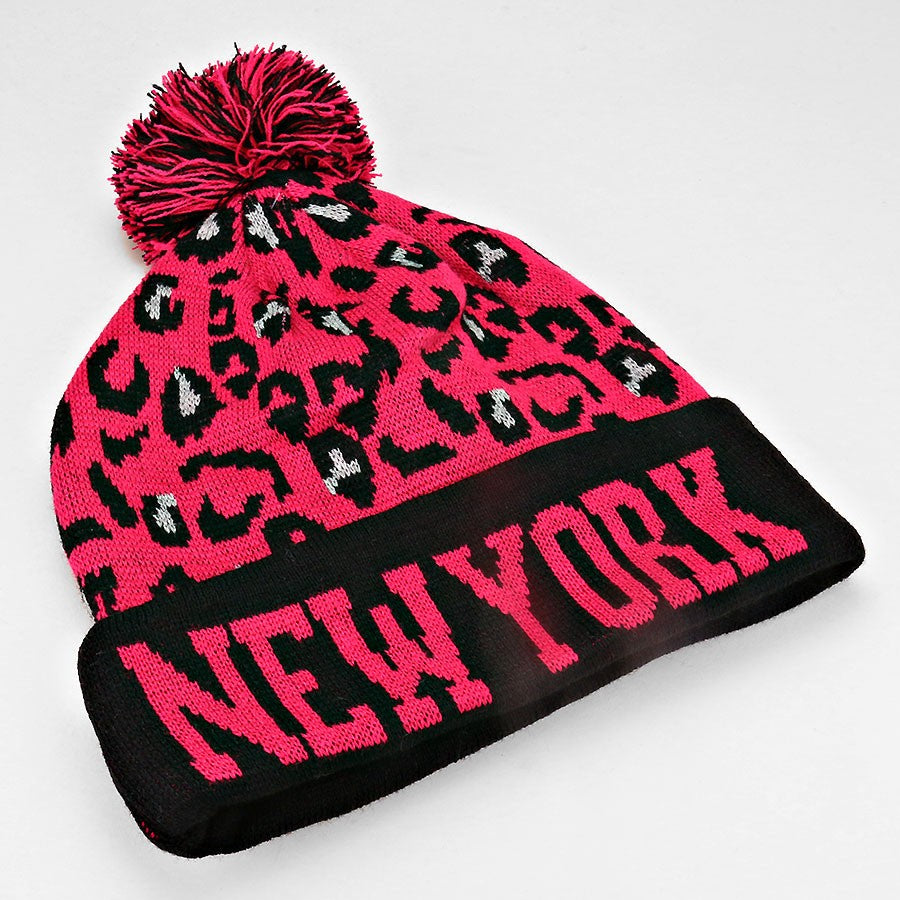 HATEGORY "NeW York" Acrylic Pom Beanie