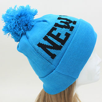 HATEGORY "New York" Acrylic Pom Beanie