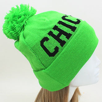 HATEGORY "Chicago" Acrylic Pom Beanie