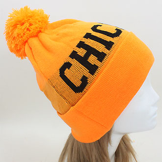 HATEGORY "Chicago" Acrylic Pom Beanie