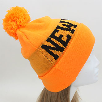 HATEGORY "New York" Acrylic Pom Beanie